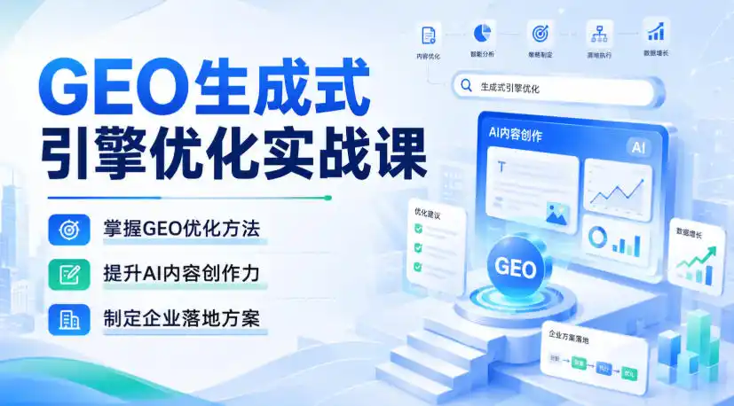 GEO生成式引擎优化实战课，掌握GEO优化方法，提升AI内容创作力，制定企业落地方案-小创项目网