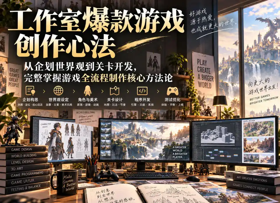 工作室爆款游戏创作心法｜从企划世界观到关卡开发，完整掌握游戏全流程制作核心方法论-小创项目网