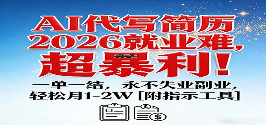 AI代写简历，2026就业难，超暴利！一单一结，永不失业副业，轻松月1-2W【附指令工具】-小创项目网