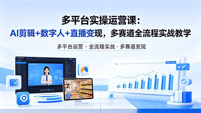 某团队多平台实操运营课-更新26年4月29：AI剪辑+数字人+直播变现，多赛道全流程实战教学-小创项目网