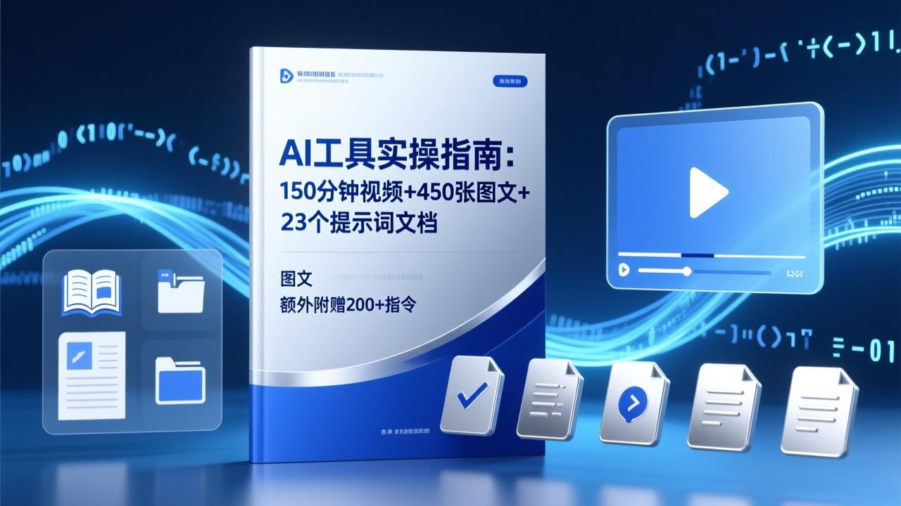 AI工具实操指南：150分钟视频+450张图文+23个提示词文档，额外附赠200+指令-小创项目网