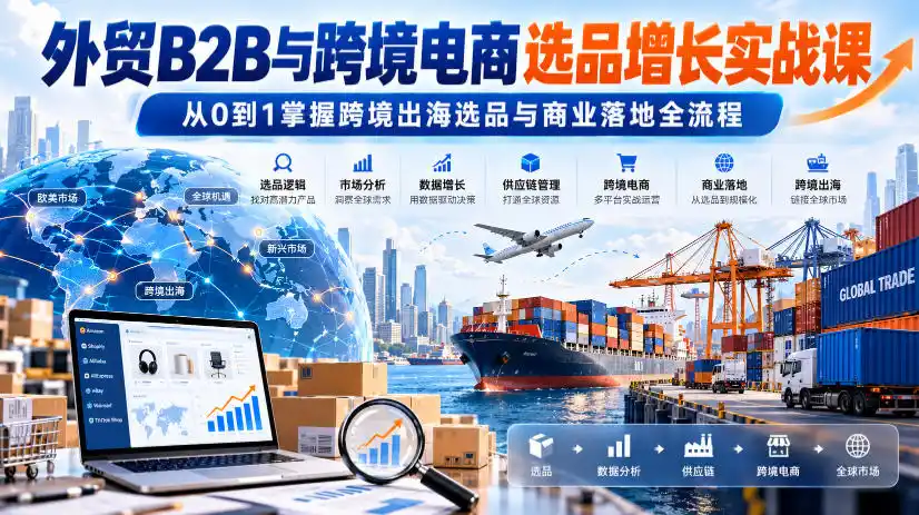 外贸B2B与跨境电商选品增长实战课，从0到1掌握跨境出海选品与商业落地全流程-小创项目网