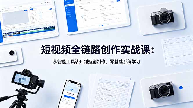 短视频全链路创作实战课：从智能工具认知到短剧制作，零基础系统学习-小创项目网