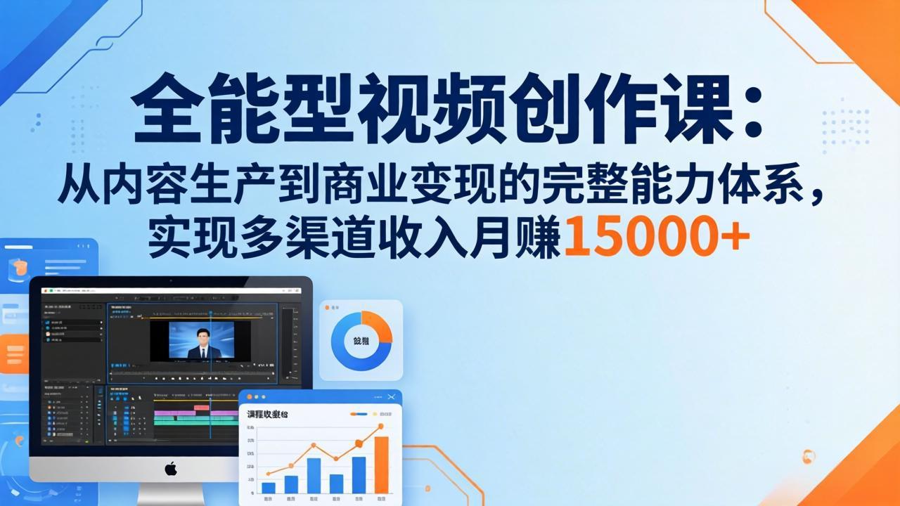 全能型视频创作课-26年3月更新：从内容生产到商业变现的完整能力体系，多渠道收入月赚15000+-小创项目网