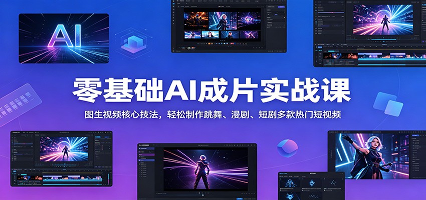 零基础AI成片实战课:图生视频核心技法,轻松制作跳舞、漫剧、短剧多款热门短视频-小创项目网