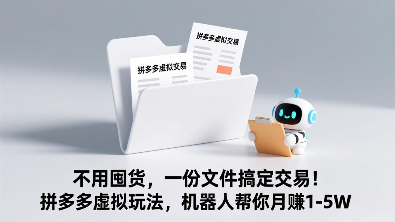不用囤货，一份文件搞定交易！拼多多虚拟玩法，机器人帮你月赚 1-5W-小创项目网