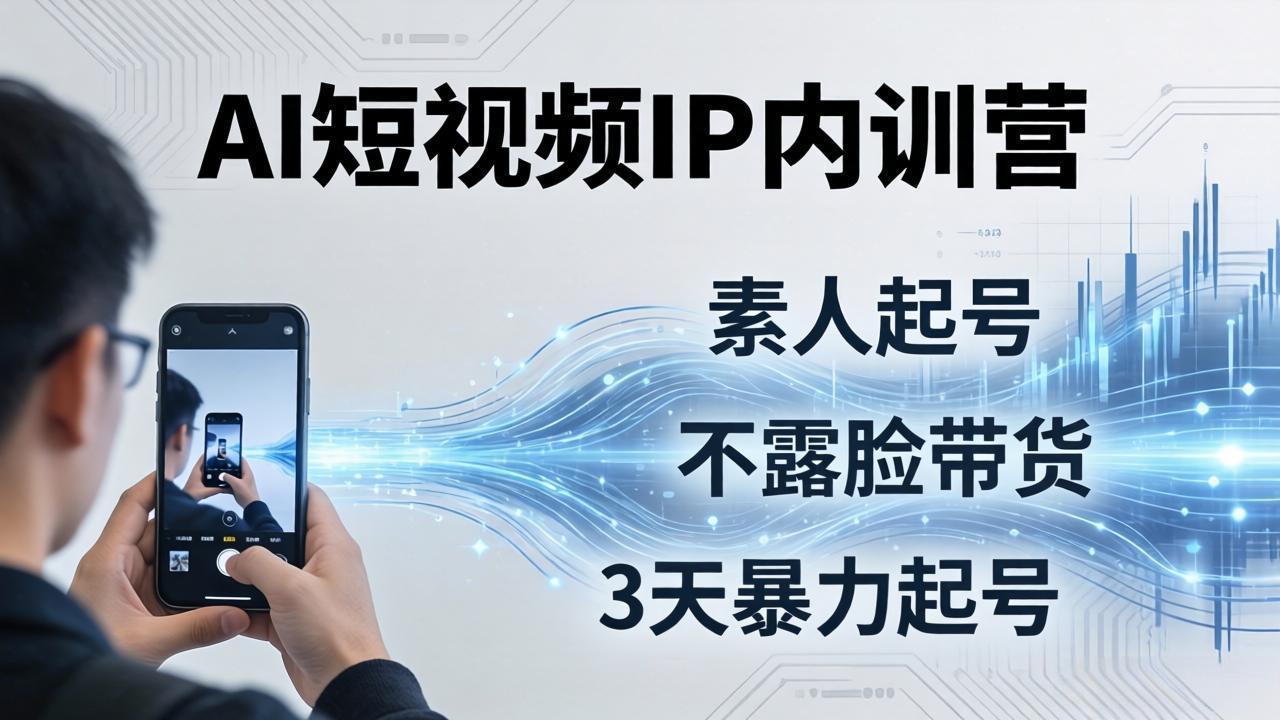 2026AI短视频IP内训营：从素人起号到不露脸带货，3天暴力起号全流程拆解-小创项目网