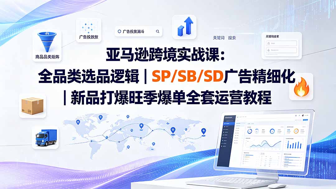 亚马逊跨境实战课-更新8月：全品类选品逻辑｜SP/SB/SD广告精细化｜新品打爆旺季爆单全套运营教程-小创项目网