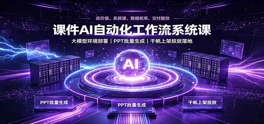 课件AI自动化工作流系统课：大模型环境部署，PPT批量生成，千帆上架投放落地-小创项目网