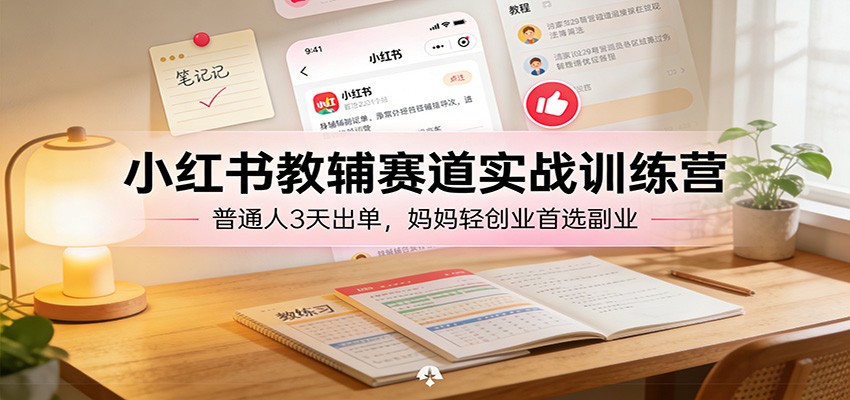 小红书教辅赛道实战训练营：普通人3天出单，妈妈轻创业首选副业-小创项目网