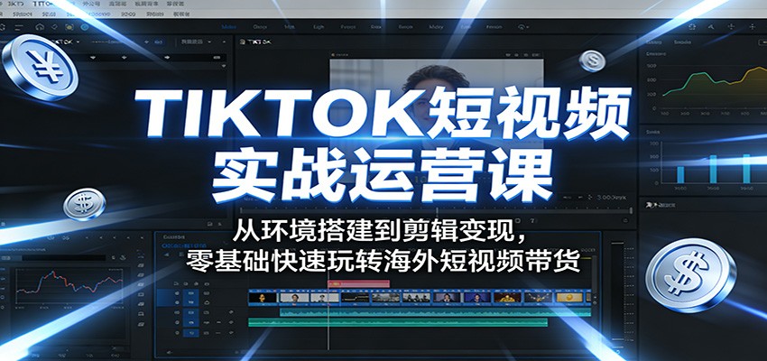 TIKTOK短视频实战运营课:从环境搭建到剪辑变现,零基础快速玩转海外短视频带货-小创项目网