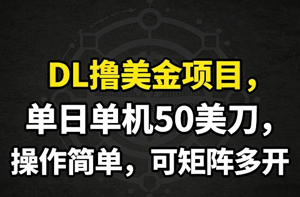 DL撸美金项目，单日单机50美刀，操作简单，可矩阵多开-小创项目网