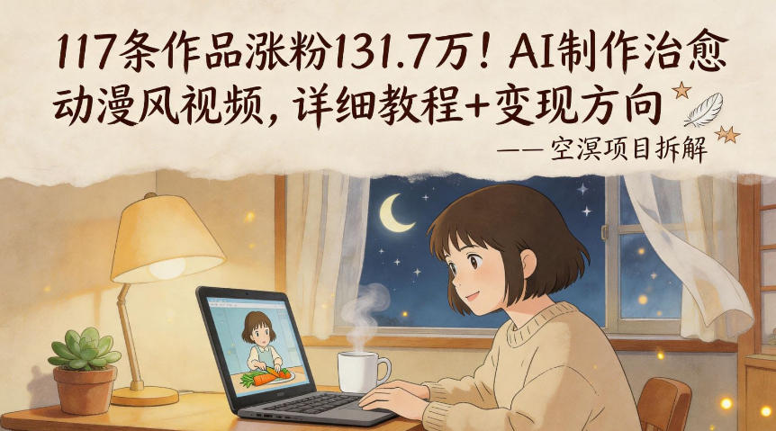 117条作品涨粉131.7W！AI制作治愈动漫风视频，详细教程+变现方向-小创项目网