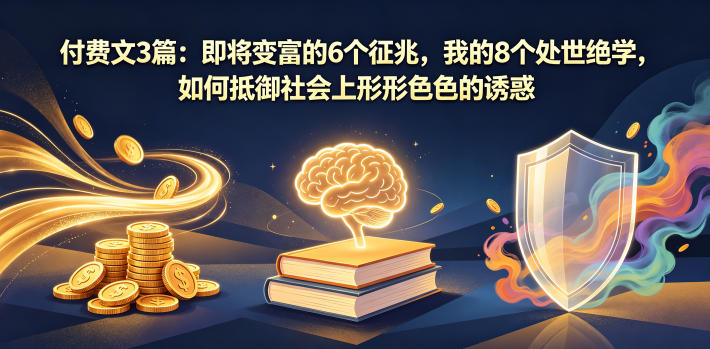 付费文3篇：即将变富的6个征兆，我的8个处世绝学，如何抵御社会上形形色色的诱惑-小创项目网