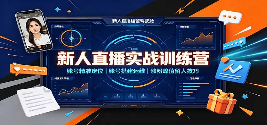 新人直播实战训练营：账号精准定位，账号搭建运维，涨粉峰值留人技巧-小创项目网