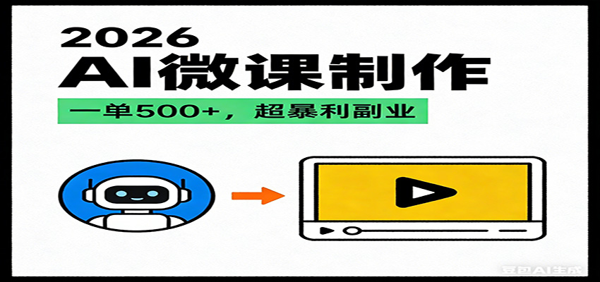 2026AI 风口最稳副业：微课代写制作，一单 500+，人人可做的蓝海项目-小创项目网