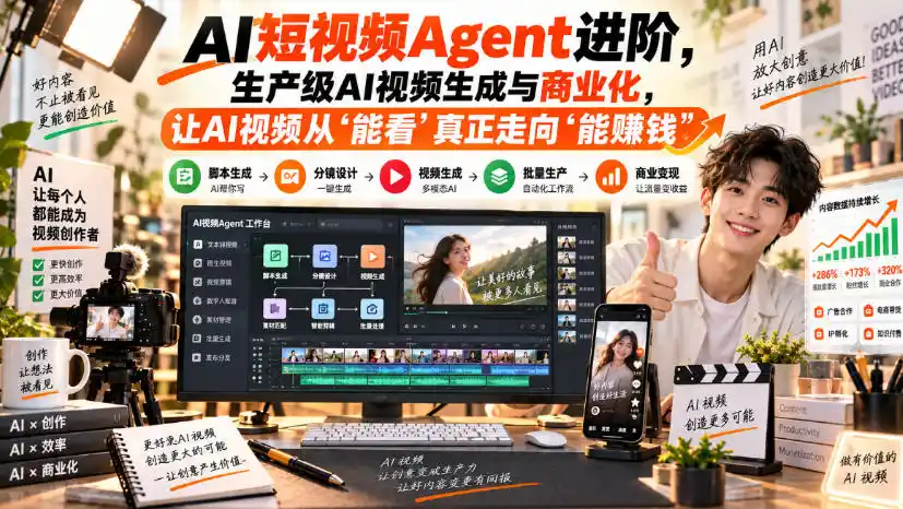 AI短视频Agent进阶，生产级AI视频生成与商业化，让AI视频从”能看”真正走向”能賺钱”-小创项目网