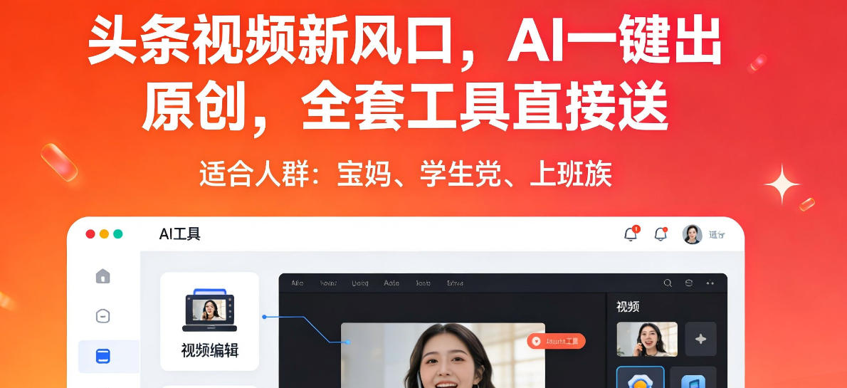 头条视频新风口，AI一键出原创，全套工具直接送，人人可做，有手就行【揭秘】-小创项目网