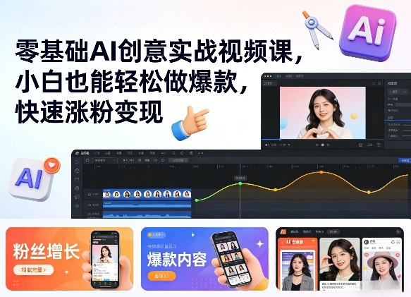 零基础AI创意实战视频课，小白也能轻松做爆款，快速涨粉变现-小创项目网