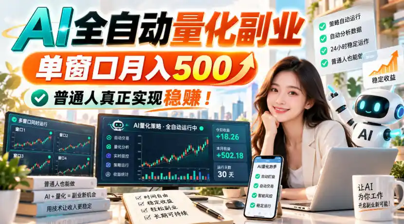 AI全自动量化副业，单窗口月入500，普通人真正实现稳賺！【揭秘】-小创项目网