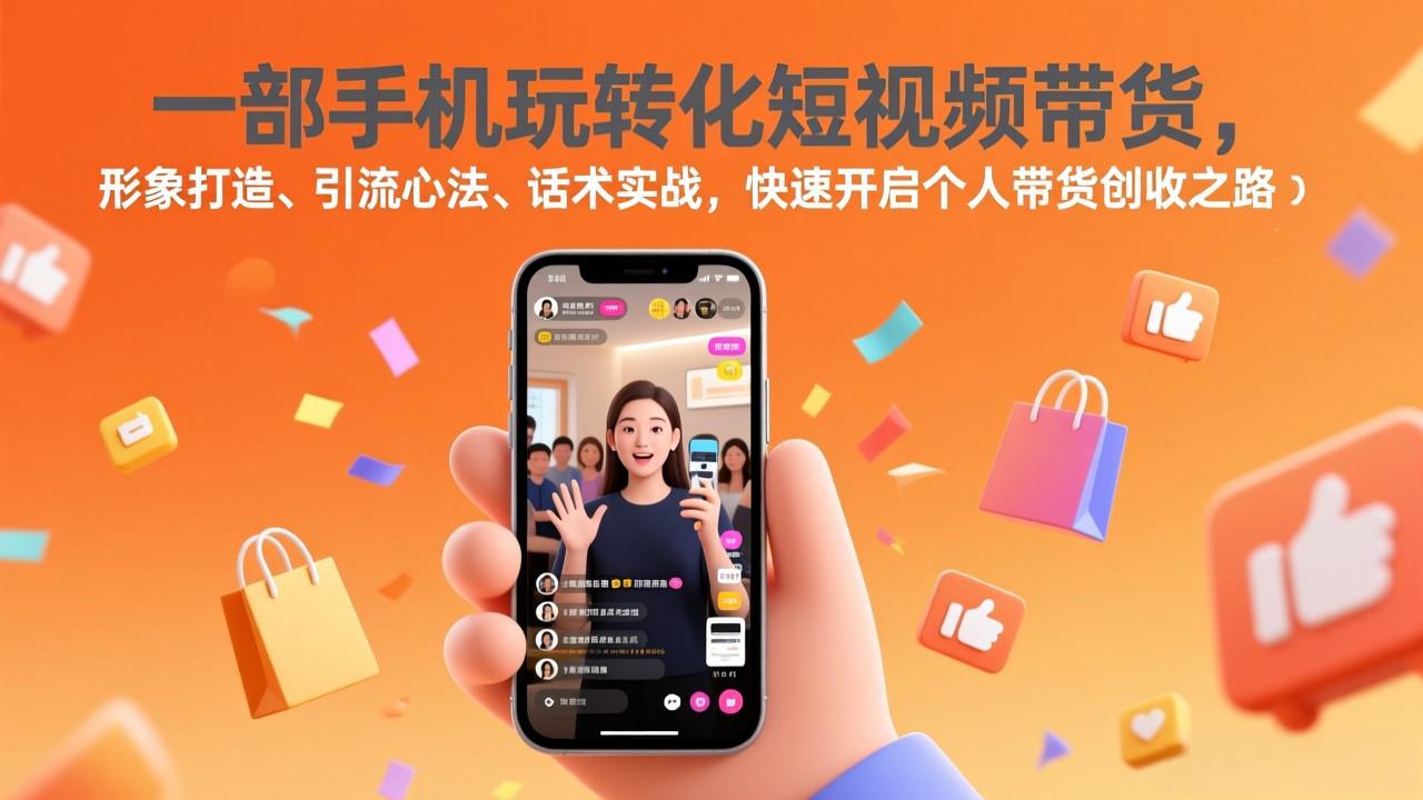 一部手机玩转化短视频带货，形象打造、引流心法、话术实战，快速开启个人带货创收之路-小创项目网