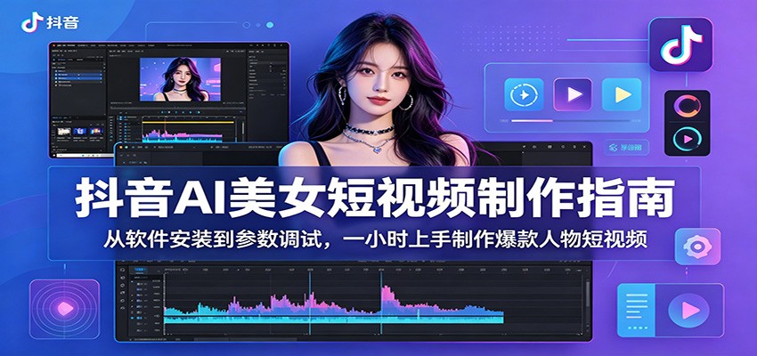 抖音AI美女短视频制作指南：从软件安装到参数调试，一小时上手制作爆款人物短视频-小创项目网