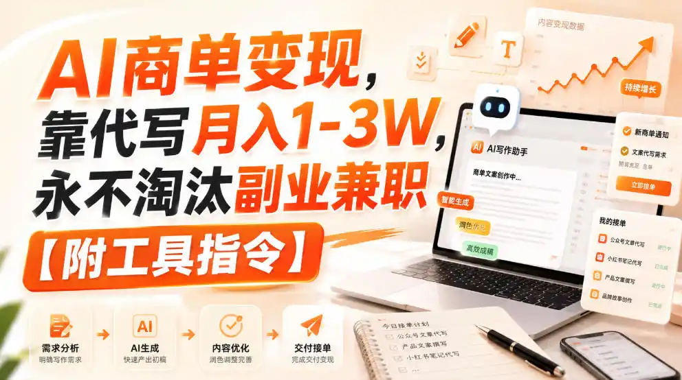 AI商单变现，靠代写月入1-3W，永不淘汰副业兼职【附工具指令】【揭秘】-小创项目网