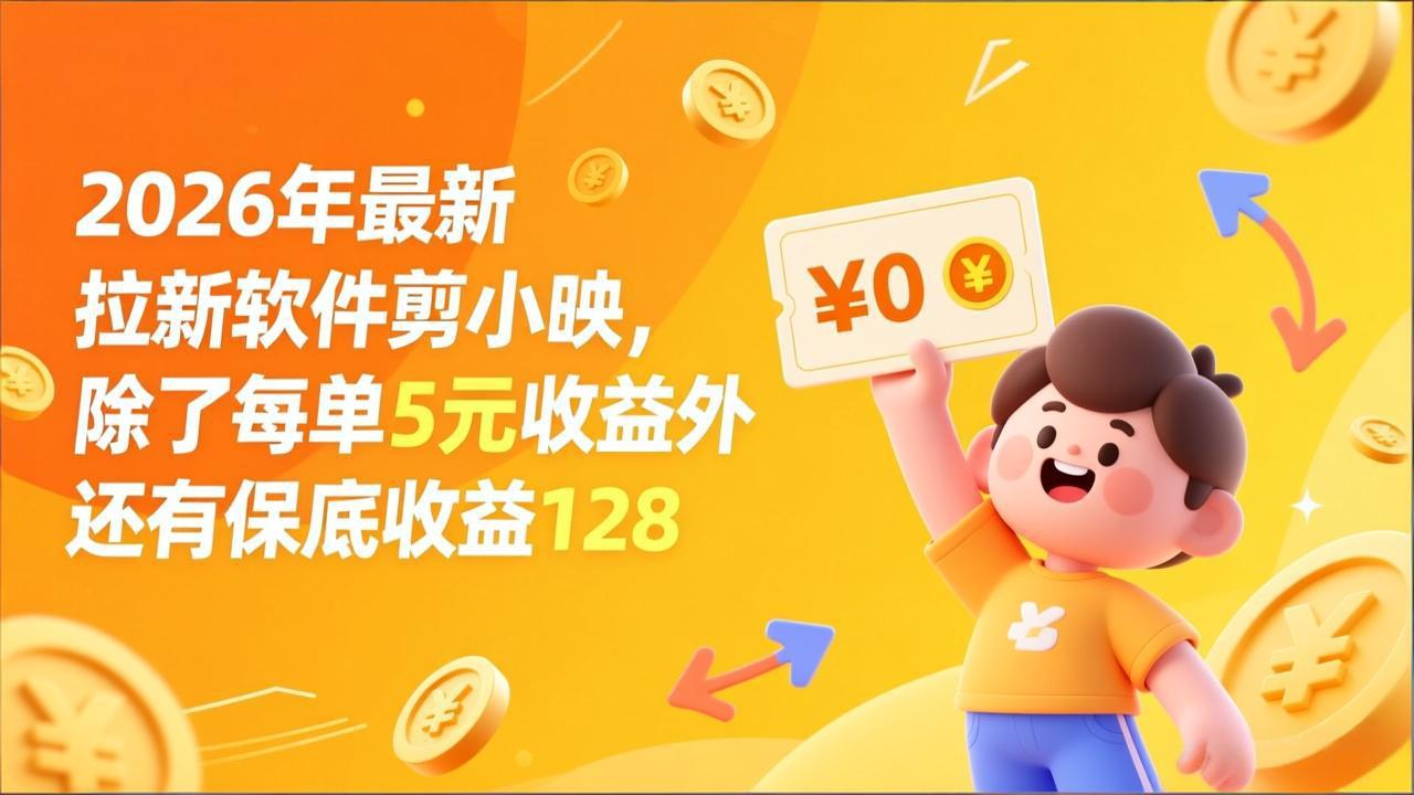 最新拉新软件剪小映，除了每单5元收益外还有保底收益128-小创项目网