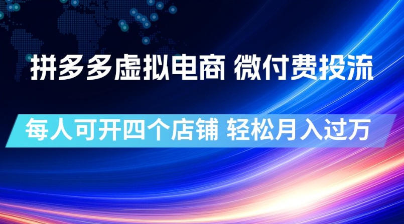 拼多多虚拟电商，微付费投流玩法，每人可开四个店，轻松月入过1W【揭秘】-小创项目网