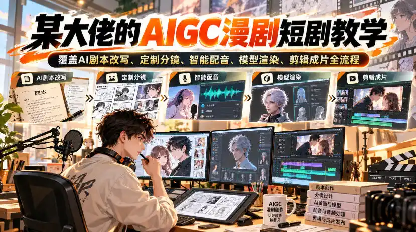 某大佬的AIGC漫剧短剧教学，覆盖AI剧本改写、定制分镜、智能配音、模型渲染、剪辑成片全流程-小创项目网