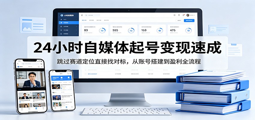 24小时自媒体起号变现速成,跳过赛道定位直接找对标,从账号搭建到盈利全流程-小创项目网