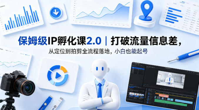 保姆级IP孵化课2.0｜打破流量信息差，从定位到拍剪全流程落地，小白也能起号-小创项目网