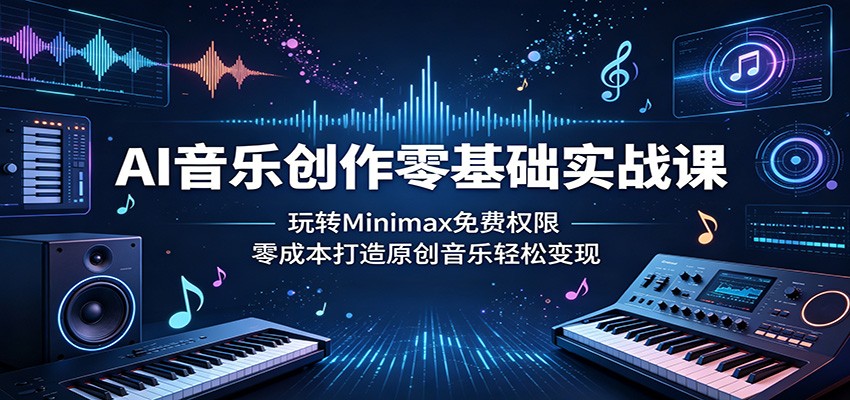 AI音乐创作零基础实战课:玩转Minimax免费权限,零成本打造原创音乐轻松变现-小创项目网