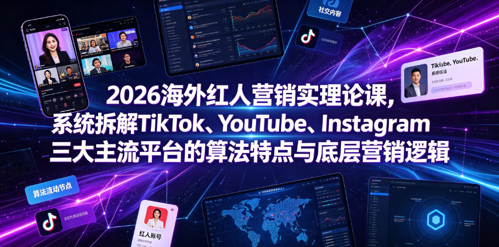 2026海外红人营销实理论课，系统拆解TikTok、YouTube、Instagram三大主流平台的算法特点与底层营销逻辑-小创项目网