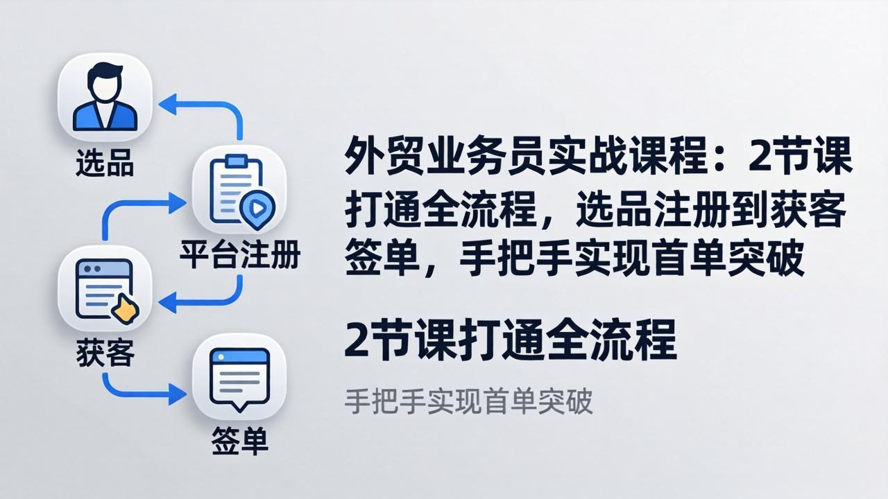 外贸业务员实战课程：2节课打通全流程，选品注册到获客签单，手把手实现首单突破-小创项目网