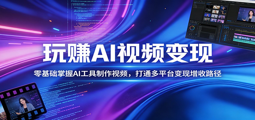 玩赚AI视频变现，零基础掌握AI具制作视频，打通多平台变现增收路径-小创项目网