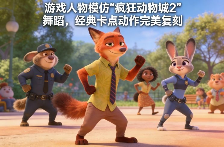 游戏人物模仿“疯狂动物城2”舞蹈，经典卡点动作完美复刻-小创项目网