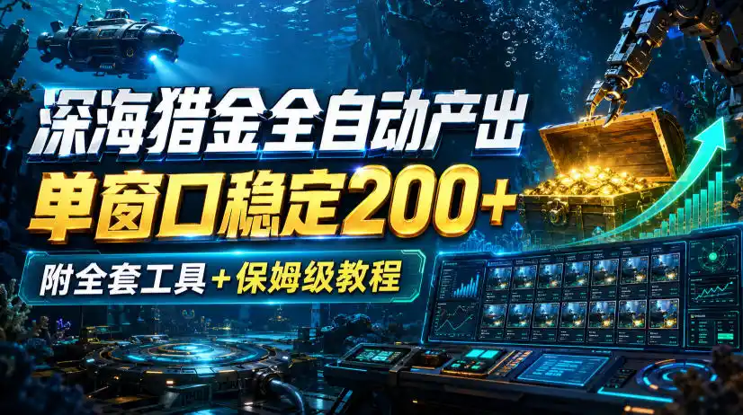 深海猎金全自动产出，单窗口稳定200+，附全套工具+保姆级教程【揭秘】-小创项目网