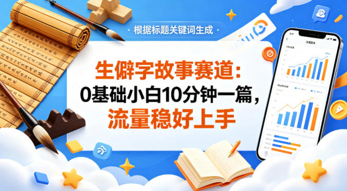 公众号流量主——生僻字故事赛道，流量稳，好上手，0基础小白也能10分钟一篇-小创项目网