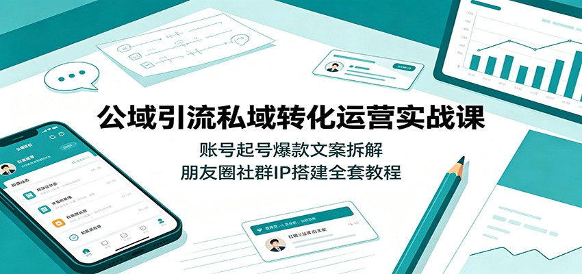 公域引流私域转化运营实战课：账号起号爆款文案拆解，朋友圈社群IP搭建全套教程-小创项目网