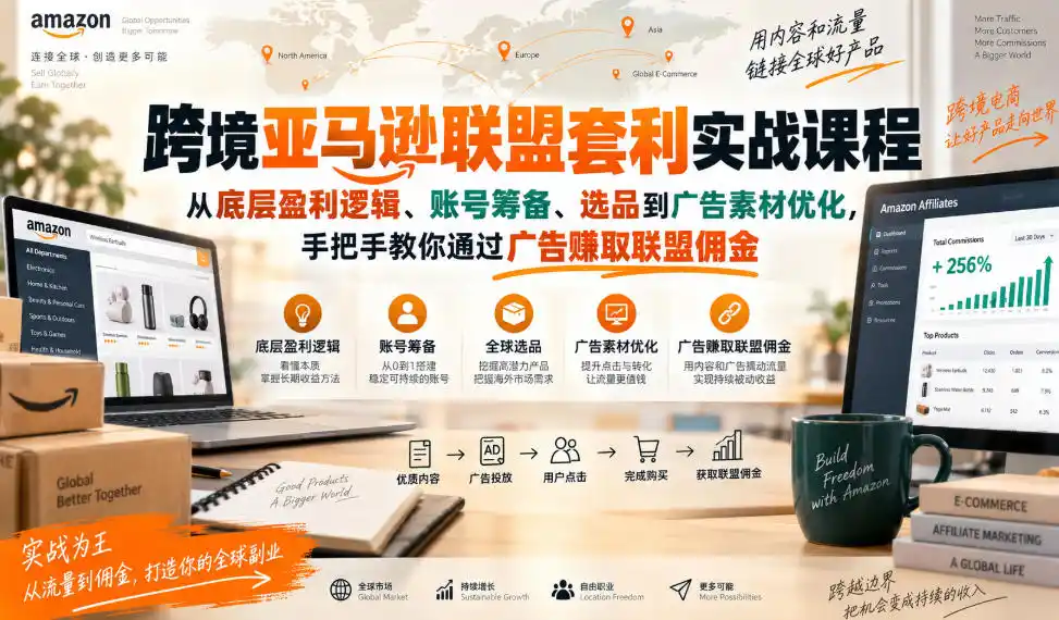 跨境亚马逊联盟套利实战课程，从底层盈利逻辑、账号筹备、选品到广告素材优化，手把手教你通过广告賺取联盟佣金-小创项目网