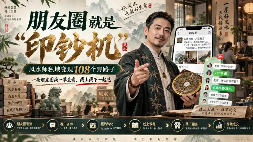 朋友圈就是“印钞机”，风水师私域变现108个野路子，一条朋友圈换一单生意，线上线下一起吃【文档】-小创项目网