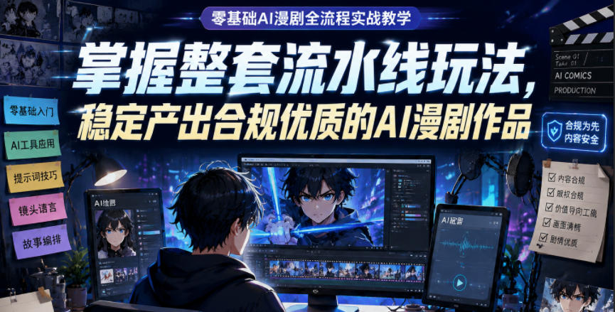 零基础AI漫剧全流程实战教学，掌握整套流水线玩法，稳定产出合规优质的AI漫剧作品-小创项目网