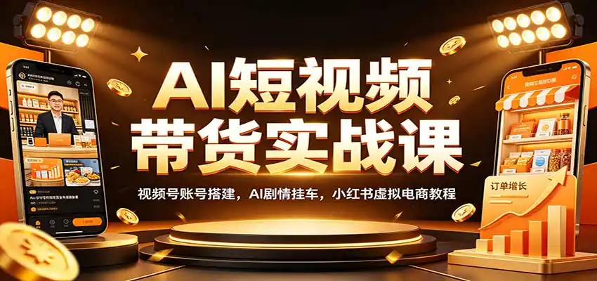 AI短视频带货实战课：视频号账号搭建，AI剧情挂车，小红书虚拟电商教程-小创项目网