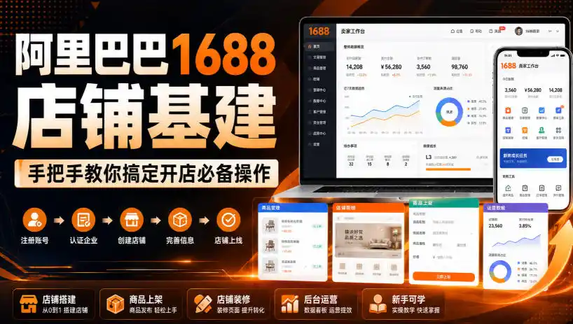 阿里巴巴1688店铺基建，手把手教你搞定开店必备操作(更新8月)-小创项目网