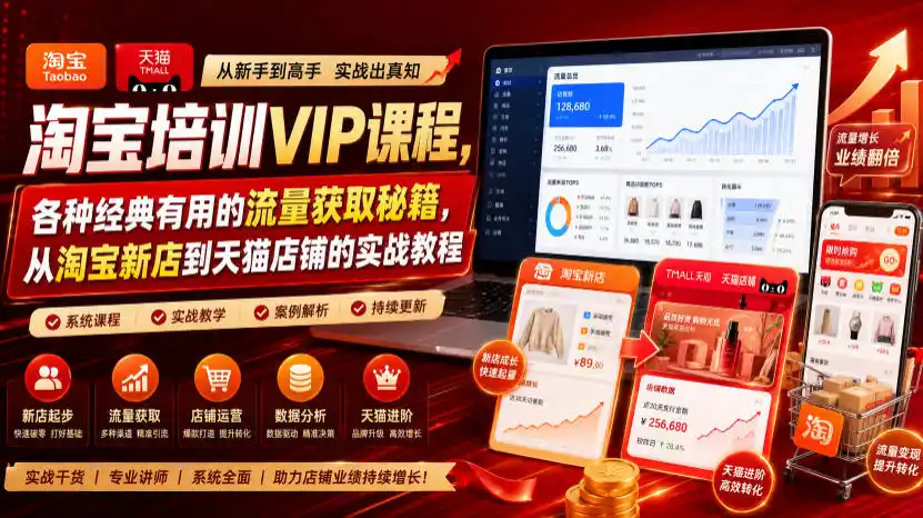 淘宝培训VIP课程，各种经典有用的流量获取秘籍，从淘宝新店到天猫店铺的实战教程(更新10月15日)-小创项目网
