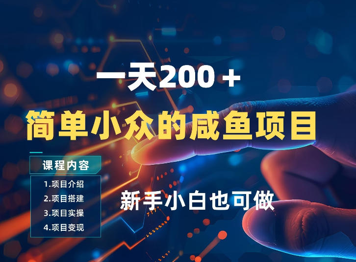 一天收入2张，一个简单小众的咸鱼项目，0门槛小白也能做-小创项目网