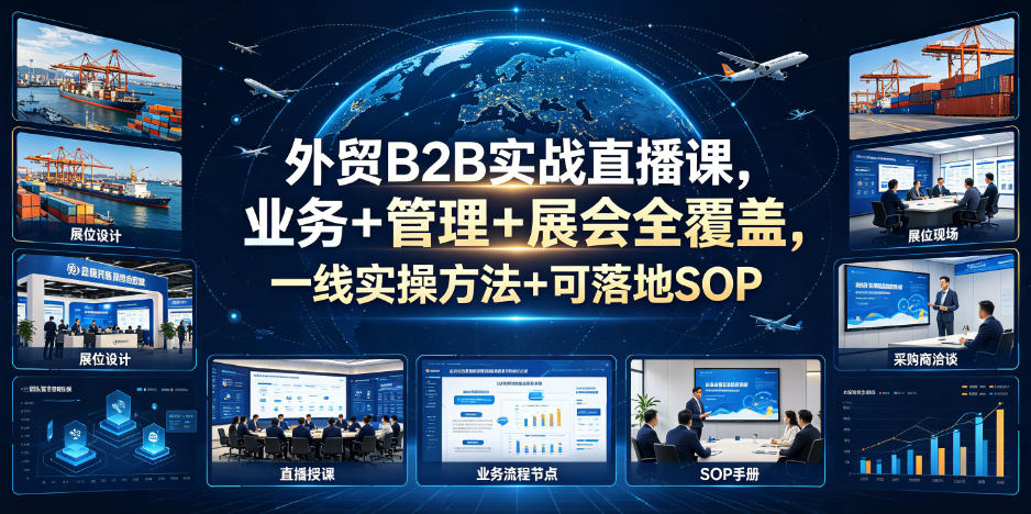 外贸B2B实战直播课，业务+管理+展会全覆盖，一线实操方法+可落地SOP-小创项目网