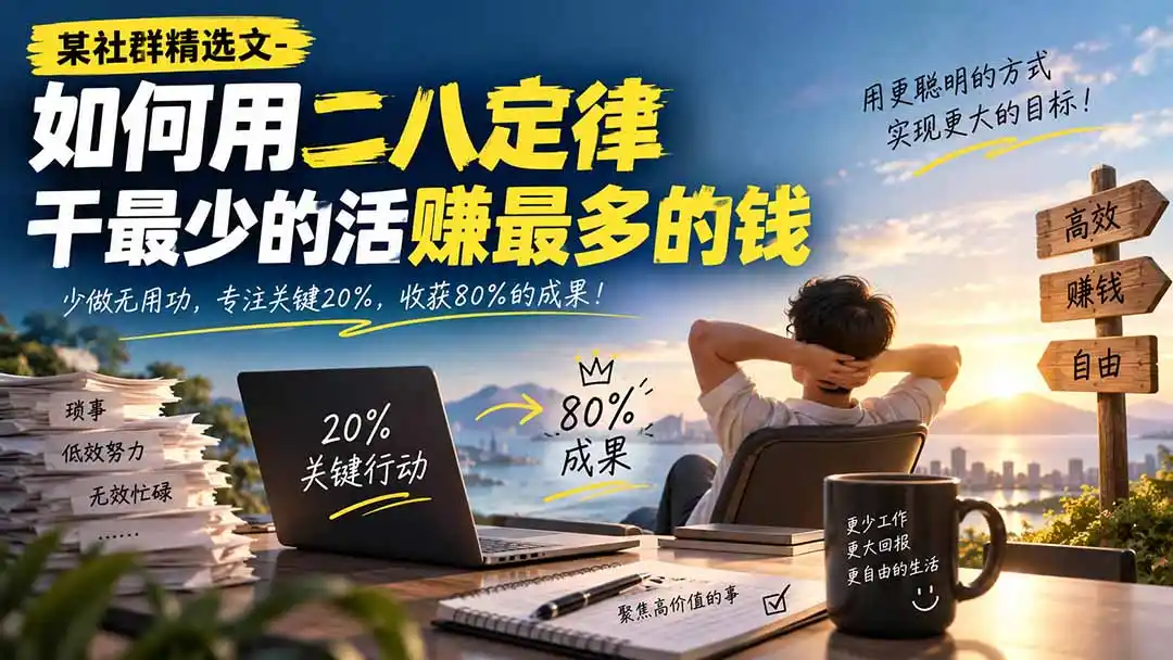 某社群精选文-如何用二八定律干最少的活赚最多的钱-小创项目网