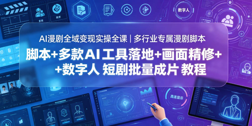 AI漫剧全域变现实操全课｜多行业专属漫剧脚本+多款AI工具落地+画面精修+数字人短剧批量成片全教程-小创项目网